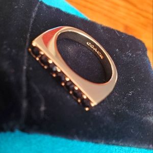 Coach Black gemmed Gold ring